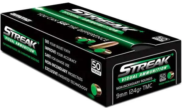Ammo Inc 9124TMCSTRKGRN50 Streak Visual (GREEN) 9mm Luger 124 gr Total Metal Case 50 Per Box/ 20 Case Ammo Inc 9124TMCSTRKGRN50 Streak Visual (GREEN) 9mm Luger 124 gr Total Metal Case 50 Per Box/ 20 Case