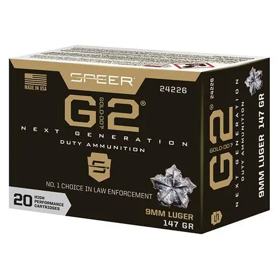 SPEER 9mm Luger 147gr Gold Dot G2 20rds SPEER 9mm Luger 147gr Gold Dot G2 20rds