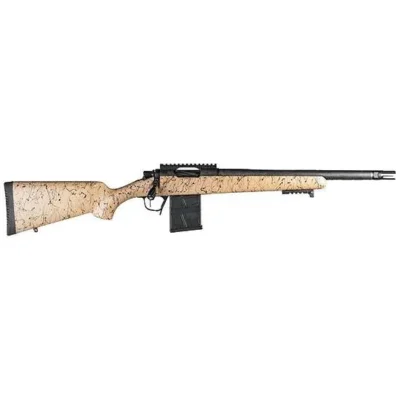 Christensen Arms 8010612000 Ridgeline Scout Full Size 308 Win 4+1, 16″ Black Nitride Steel Threaded Barrel, Black Nitride Aluminum Receiver, Tan w/Black Webbing Fixed Sporter Stock