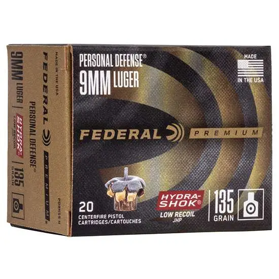 Federal PD9HS5H Premium Personal Defense Low Recoil 9mm Luger 135 gr Hydra-Shok Federal PD9HS5H Premium Personal Defense Low Recoil 9mm Luger 135 gr Hydra-Shok