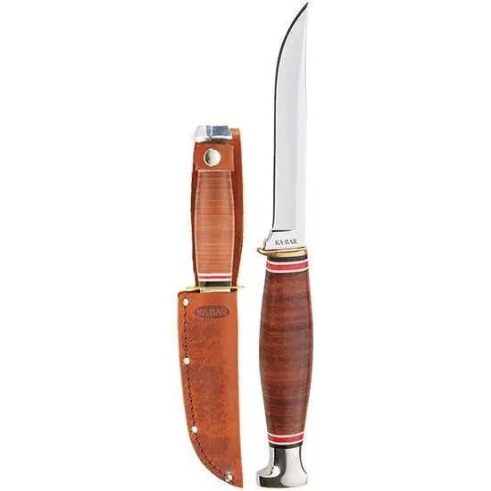 Ka-Bar 1226 Little Finn 3.63″ Clip Point Plain Leather Handle Fixed W/Sheath Ka-Bar 1226 Little Finn 3.63″ Clip Point Plain Leather Handle Fixed W/Sheath