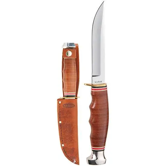 Ka-Bar 1232 Hunter Leather Handle 4″ Drop Point Plain Leather Handle W/Sheath Ka-Bar 1232 Hunter Leather Handle 4″ Drop Point Plain Leather Handle W/Sheath
