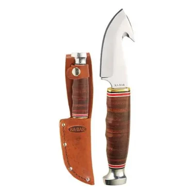 Ka-Bar 1234 Game Hook  3.25″ Gut Hook Plain Leather Handle Fixed W/Sheath