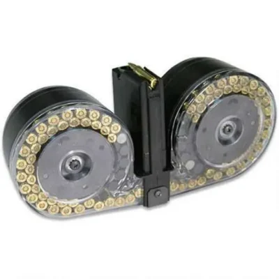 RWB DUAL DRUM MAG AR15 100RD BLK CLEAR FRONT