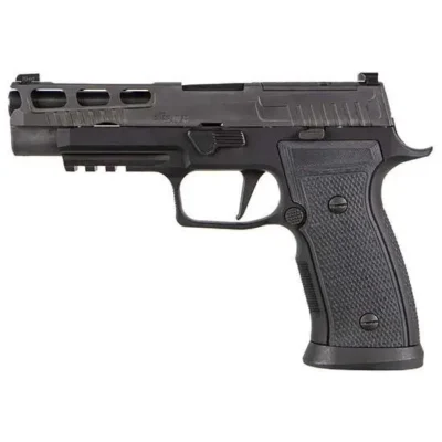 Sig Sauer 320AXGF9BXR3PROR2 P320 AXG Pro 9mm Luger Caliber with 4.70″ Barrel, 17+1 Capacity, Black Hardcoat Anodized Finish Stainless Steel Picatinny Rail Frame, Serrated/Ported Black Nitron Stainless Steel Slide & Black Carry AXG Polymer Grip Includes 2