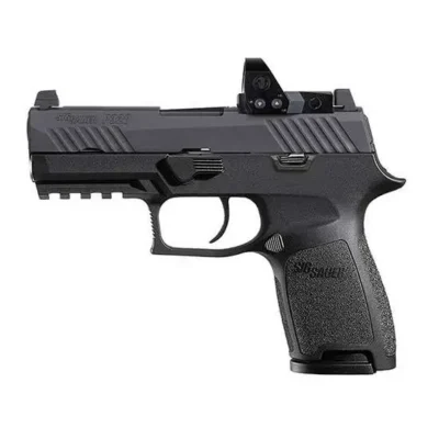 Sig Sauer 320C9BRXP P320 Compact RXP Striker Fire 9mm Luger Caliber with 3.90″ Barrel, 15+1 Capacity, Overall Black Finish Stainless Steel, Picatinny Rail Frame, Serrated/Optic Cut Nitron Slide & Polymer Grip Includes Romeo1 Pro