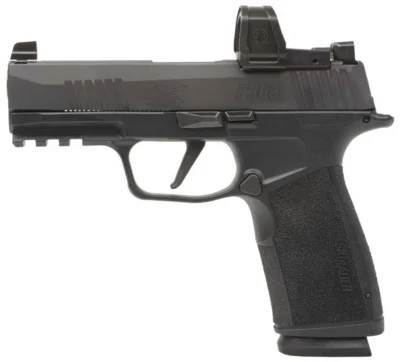 Sig Sauer 365XCA9BXR3RXZE P365-XMACRO Compact 9mm Luger 17+1 3.70″ Black Barrel, Black Nitron Optic Ready/Serrated Slide & Frame w/Picatinny Rail, Black Polymer w/Interchangeable Backstrap Grip Features ROMEOZero Elite 3MOA