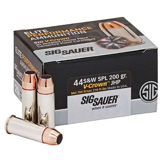 Sig Sauer E44SP120 Elite V-Crown 44 S&W Spl 200 gr Jacketed Hollow Point (JHP) Sig Sauer E44SP120 Elite V-Crown 44 S&W Spl 200 gr Jacketed Hollow Point (JHP)