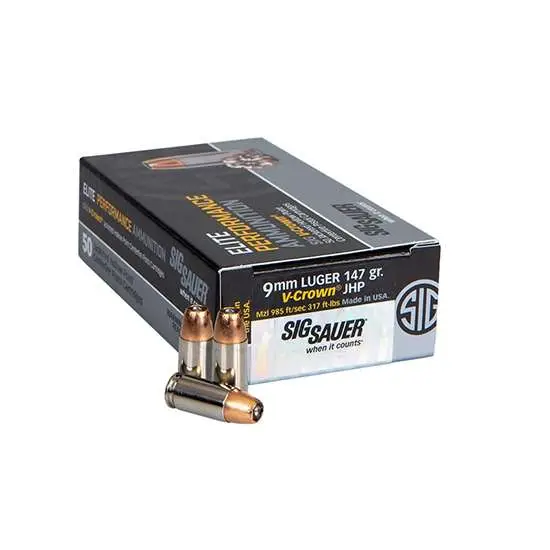 Sig Sauer E9MMA350 Elite V-Crown 9mm Luger 147 gr Jacketed Hollow Point (JHP) 5 Sig Sauer E9MMA350 Elite V-Crown 9mm Luger 147 gr Jacketed Hollow Point (JHP) 5