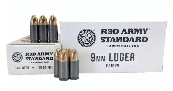 Red Army Standard AM3091 Red Army Standard  9mm Luger 115 gr Full Metal Jacket – Steel Case