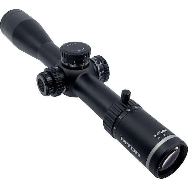 Riton Optics X5 Conquer 5-25x 50mm Obj 22.50-4.50 ft @ 100 yds FOV 34mm Tube Bl Riton Optics X5 Conquer 5-25x 50mm Obj 22.50-4.50 ft @ 100 yds FOV 34mm Tube Bl