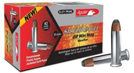 Aguila 1B222400 Special Silver Eagle 22 Mag 40 gr Sierra GameKing Boat-Tail Soft Aguila 1B222400 Special Silver Eagle 22 Mag 40 gr Sierra GameKing Boat-Tail Soft