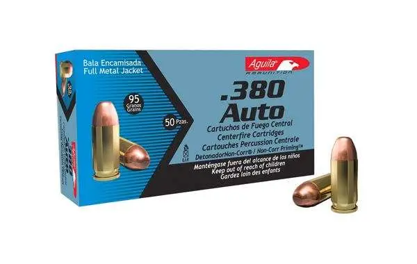 Aguila 1E802110 Pistol  380 ACP 95 gr Full Metal Jacket (FMJ) 50 Bx/ 20 Cs