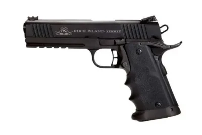 Rock Island 51567 Tac Ultra FSHC 45 ACP Caliber with 5″ Barrel, 14+1 Capacity, Overall Black Parkerized Finish Steel, Picatinny Rail/Beavertail Frame, Serrated Slide & Black/Gray G10 Grip