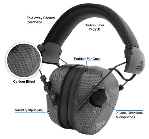 Birchwood Casey 43250 eKrest Electronic Muffs Earmuff 26 dB Black Carbon Fiber Birchwood Casey 43250 eKrest Electronic Muffs Earmuff 26 dB Black Carbon Fiber