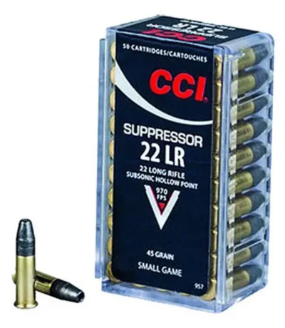 CCI Suppressor Rimfire Ammo 22 LR. 45 gr. LHP 50 rd.