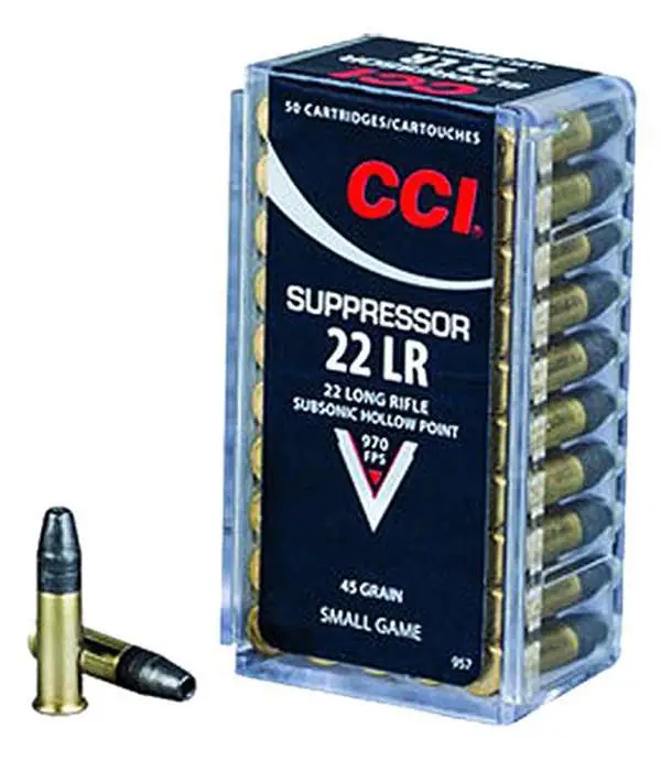 CCI Suppressor Rimfire Ammo 22 LR. 45 gr. LHP 50 rd.