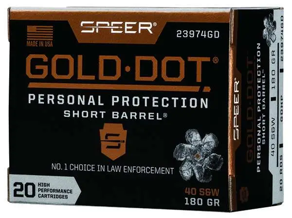 SPEER 40 S&W 180 GR HP “SHORT BARREL” 20rd SPEER 40 S&W 180 GR HP “SHORT BARREL” 20rd