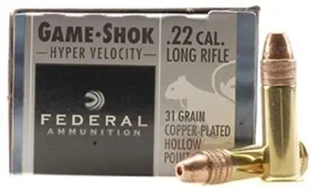 Federal 724 Game-Shok 22 LR 31 gr Copper Plated Hollow Point (CPHP) 50 Bx/ 100 Federal 724 Game-Shok 22 LR 31 gr Copper Plated Hollow Point (CPHP) 50 Bx/ 100