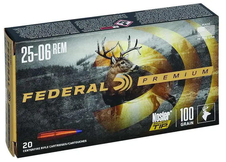 Federal P2506D Premium 25-06 Rem 100 gr Nosler Ballistic Tip (NBT) 20 Bx/ 10 Cs Federal P2506D Premium 25-06 Rem 100 gr Nosler Ballistic Tip (NBT) 20 Bx/ 10 Cs