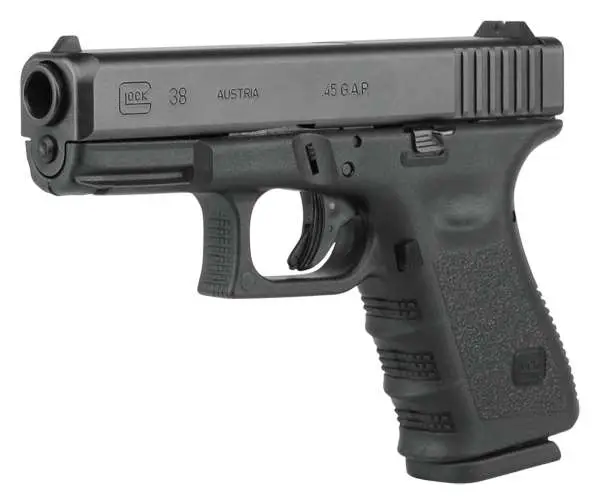 Glock PI3850201 G38 Standard 45 GAP 4.01″ 8+1 Black Black Polymer Grip Fixed Sig