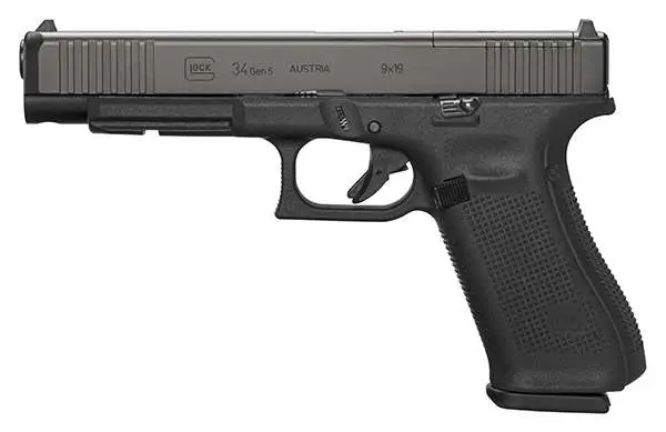 Glock PA343S101MOS G34 Gen 5 MOS FS 9mm Luger 5.31″ 10+1 Black nDLC Front Serrat Glock PA343S101MOS G34 Gen 5 MOS FS 9mm Luger 5.31″ 10+1 Black nDLC Front Serrat