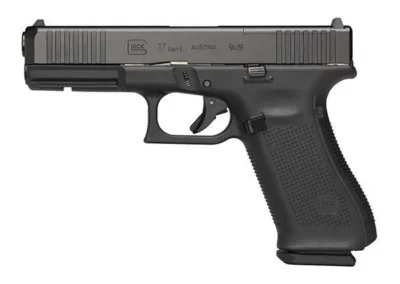 Glock PA175S201MOS G17 Gen 5 MOS FS 9mm Luger 4.49″ 10+1 Black Black nDLC Front