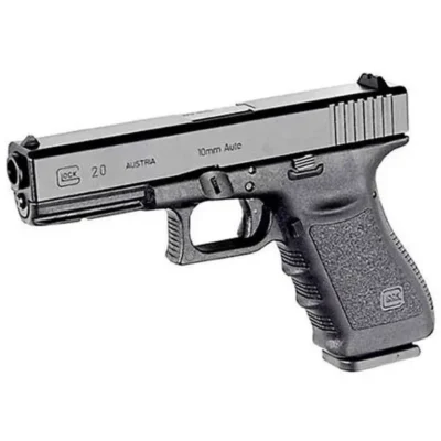 Glock PF2050201 G20 Gen3 Short Frame 10mm Auto 10+1 4.61″ Black Steel Barrel, Matte Black Serrated Steel Slide, Black Polymer Frame w/Picatinny Rail, Black Texture Finger Groove Grip