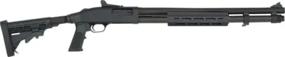 Mossberg 50769 590A1 Tactical 12 Gauge 8+1 3″ 20″ Heavy Cylinder Bore Barrel, Parkerized Finish, Drilled & Tapped Receiver, Ghost Ring Sight, Mil-Spec Construction w/Metal Trigger Guard & Safety, Synthetic 6 Position Adjustable Stock w/M-LOK Forend