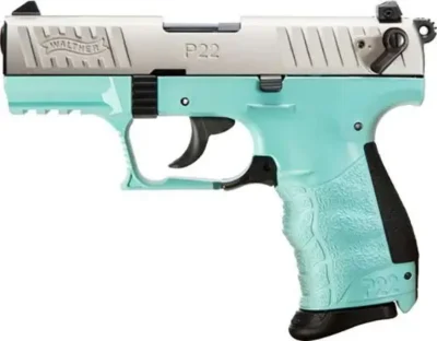 Walther Arms 5120760 P22 Q 22 LR 3.42″ 10+1 Angel Blue Black Interchangeable Bac