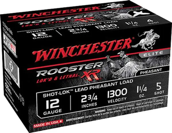 Winchester Ammo SRXR125 Rooster XR Shot-Lok 12 Gauge 2.75″ 1 1/4 oz 5 Shot 15 Bx Winchester Ammo SRXR125 Rooster XR Shot-Lok 12 Gauge 2.75″ 1 1/4 oz 5 Shot 15 Bx