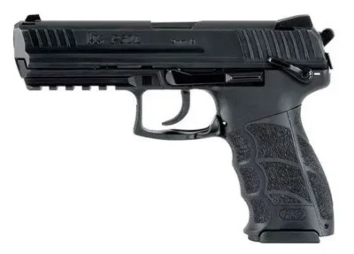 HK 81000116 P30 V1 Light LEM DAO 9mm Luger Caliber with 4.45″ Barrel, 17+1 Capacity, Black Finish with Picatinny Rail Frame, Serrated Long Steel Slide, Finger Grooved Interchangeable Backstrap Grip & Night Sights Includes 3 Mags