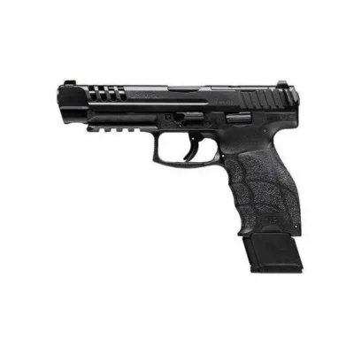 HK 81000591 VP Optic Ready 9mm Luger Caliber with 5″ Barrel, 20+1 Capacity, Black Finish with Picatinny Rail Frame, Serrated Long Steel with Optic Cut/Ports Slide & Finger Grooved Interchangeable Backstrap Grip Includes 2 Mags
