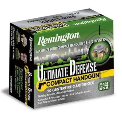 Remington Ammunition CHD9MMBN Ultimate Defense  9mm Luger 124 gr Brass Jacket Ho