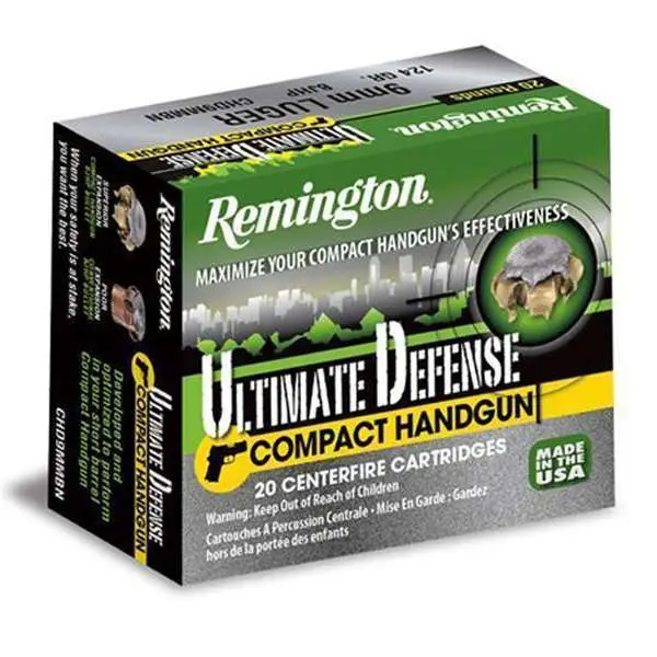 Remington Ammunition CHD9MMBN Ultimate Defense 9mm Luger 124 gr Brass Jacket Ho Remington Ammunition CHD9MMBN Ultimate Defense 9mm Luger 124 gr Brass Jacket Ho