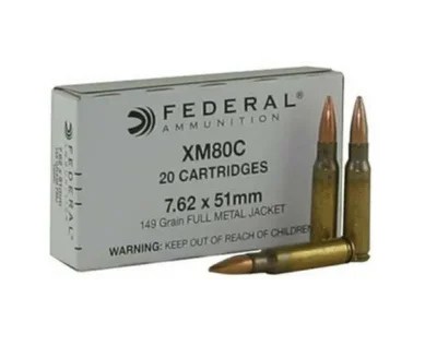 Federal XM80CL American Eagle XM 7.62x51mm 149 gr Full Metal Jacket (FMJ) 20 Bx/
