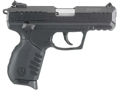 Ruger 3657 SR22 *CA Compliant 22 LR 10+1 3.50″ Satin Stainless Steel Barrel, Black Anodized Serrated/Aluminum Slide, Black Polymer Frame w/Picatinny Rail Frame, Black Polymer Grips