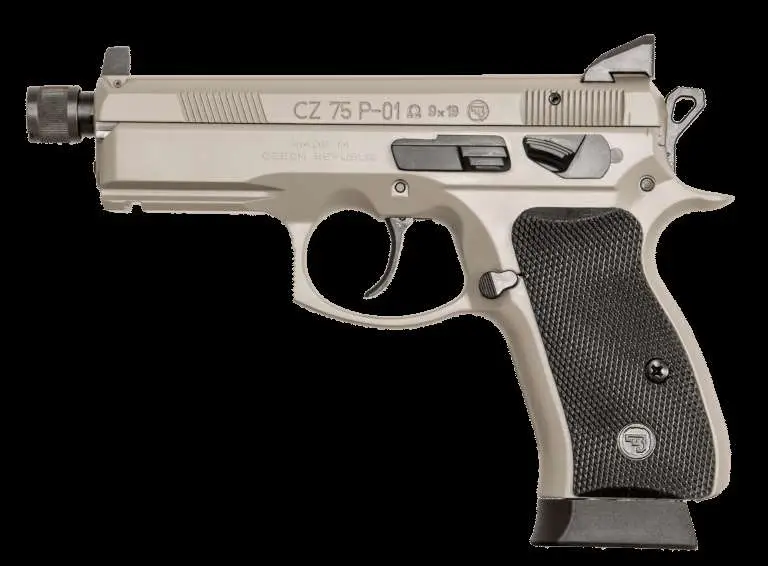CZ 91299 P-01 Omega 9mm Luger 4.40″ 16+1 Gray Anodized Black Rubber Grip Suppres