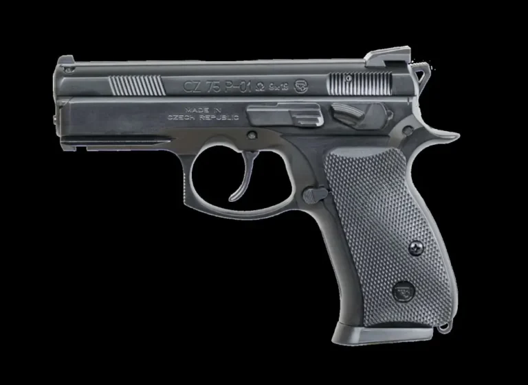 CZ-USA 91229 P-01 Omega Convertible 9mm Luger 3.75″ 14+1 Overall Black Finish with Inside Railed Aluminum Slide, Rubber Grip & Non-Tilted Barrel