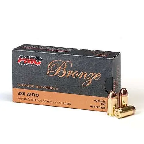 PMC 380A Bronze  380 ACP 90 gr Full Metal Jacket (FMJ) 50 Bx/ 20 Cs