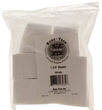 Bore Tech BTPT134S50 X-Count Square Patches Cotton 500 Per Pack 1.75″ Bore Tech BTPT134S50 X-Count Square Patches Cotton 500 Per Pack 1.75″