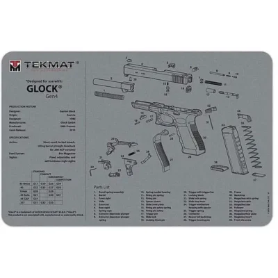 BECK TEK, LLC (TEKMAT) TEKR20GLOCKG4GY Glock Ultra Premium 15″x20″x.25″