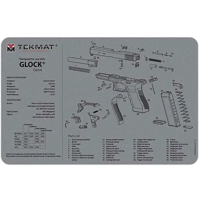 BECK TEK, LLC (TEKMAT) TEKR20GLOCKG4GY Glock Ultra Premium 15″x20″x.25″ BECK TEK, LLC (TEKMAT) TEKR20GLOCKG4GY Glock Ultra Premium 15″x20″x.25″