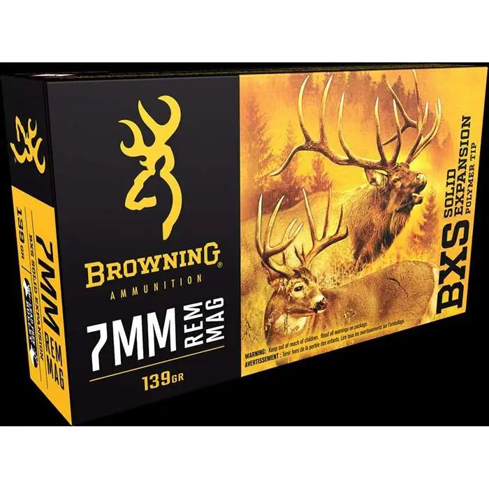 Browning Ammo B192400071 BXS  7mm Rem Mag 139 gr Terminal Tip 20 Bx/ 10 Cs