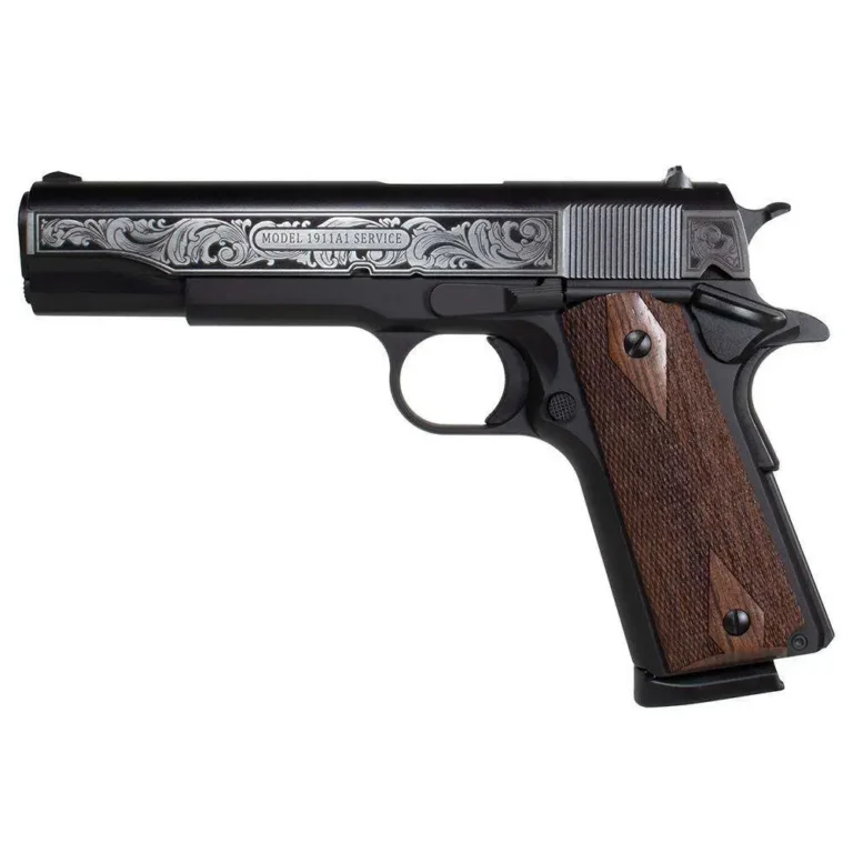 1911A1 Service 45 45ACP Full Size  Filigree stainless steel engraving Black