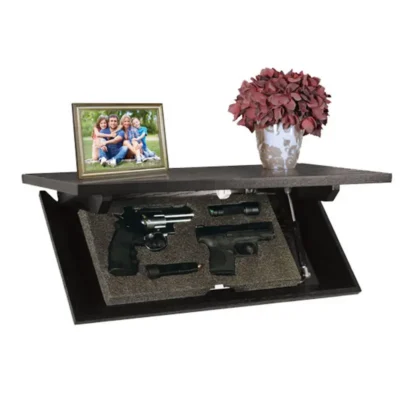 PSP CC24E Concealment Shelf Gun Safe Magnetic Latch Key Wood Brown