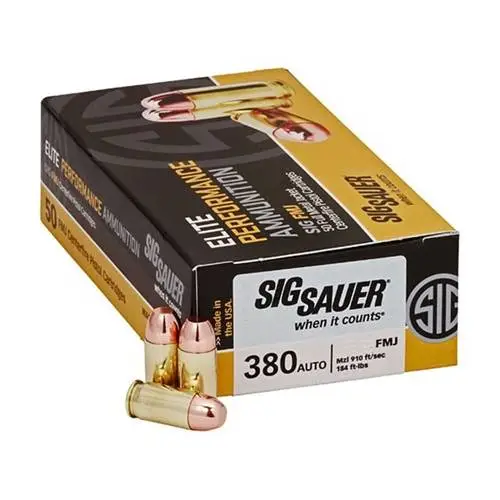 Sig Sauer E380B1200 Elite Ball 380 ACP 100 gr Full Metal Jacket (FMJ) 200 Bx/ 5 Sig Sauer E380B1200 Elite Ball 380 ACP 100 gr Full Metal Jacket (FMJ) 200 Bx/ 5