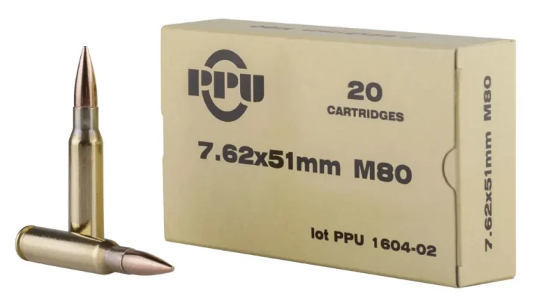 PPU PPN762 Mil-Spec  7.62x51mm 145 gr Full Metal Jacket Boat Tail (FMJBT) 20 Bx/