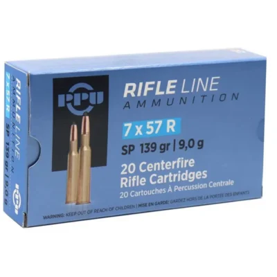 PPU PP757 Metric Rifle  7x57R 139 gr Soft Point (SP) 20 Bx/ 10 Cs