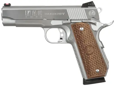 MAC M19BC45C 1911  45 ACP 4.25″ 8+1 Chrome Hard Hardwood w/MAC Logo Grip